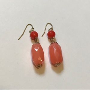 Coral and Gold Earrings